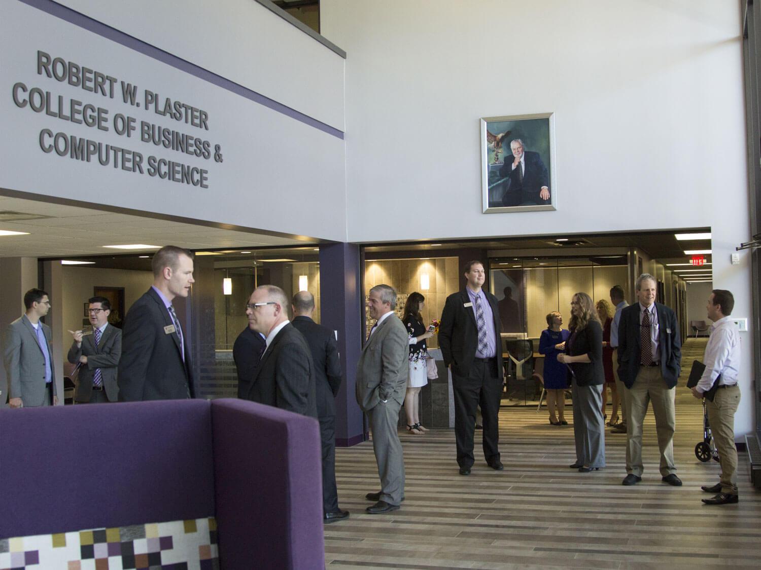 career fair meet-and-greet in Taylor Center lobby