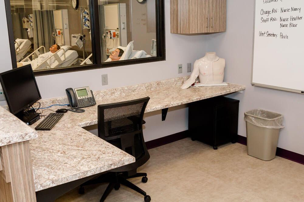 Nurse's desk in simulation lab facility