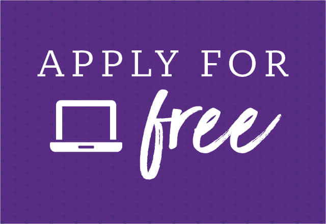 purple graphic that says apply for free