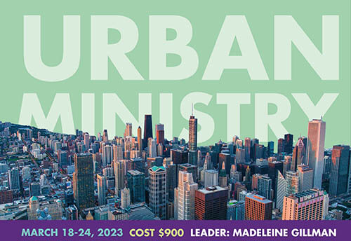 skyline of Chicago wtih headline of urban ministry