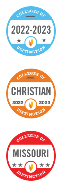 official badges declaring S-B-U a 2022-23 College of Distinction, Christian College of Distinction, and Missouri College of Distinction