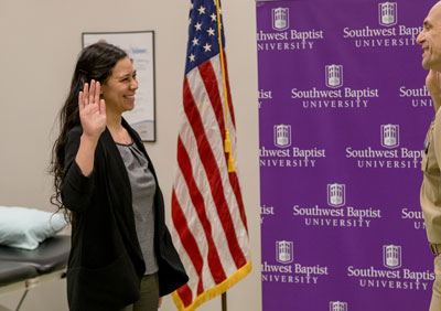 Glory Reichard is commissioned as a lieutenant in the U.S. Navy