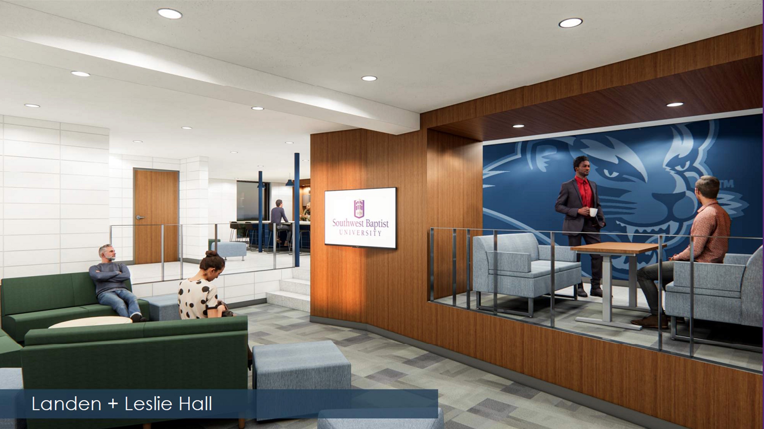 Artist rendering of dorm lobby renovation for Landen and Leslie Hall lobbies