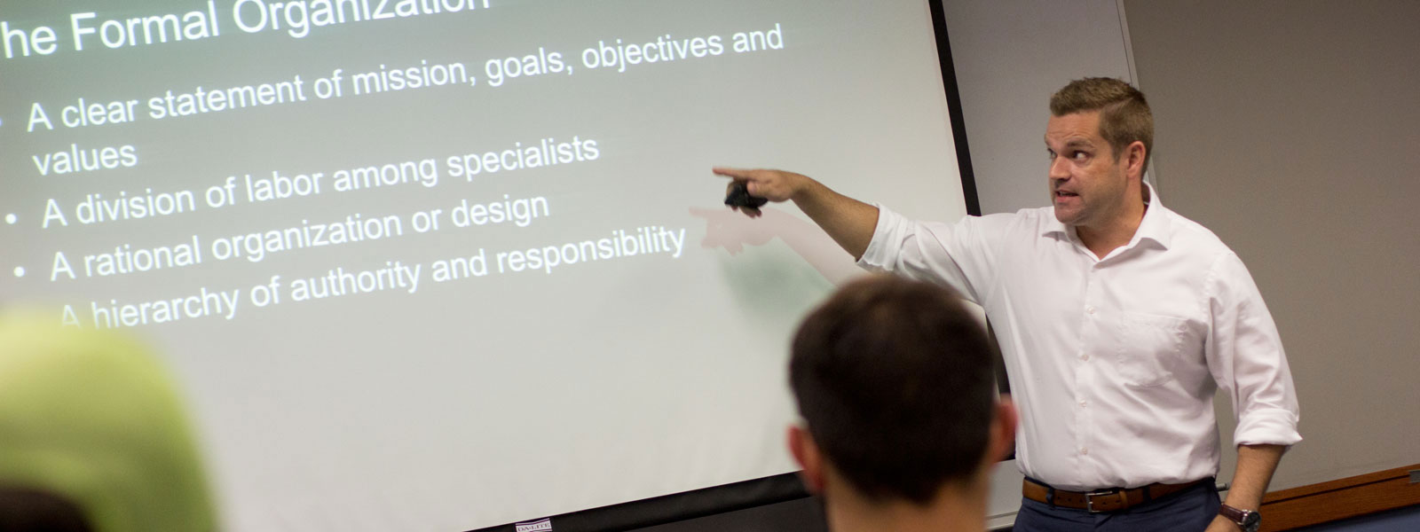 criminal justice professor gives class lecture