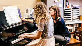 students playing recorders in music education course